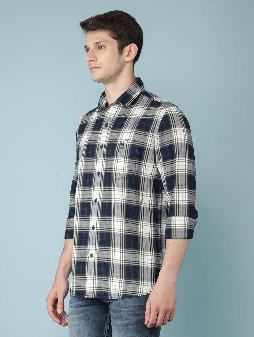 men checkered cotton casual shirt