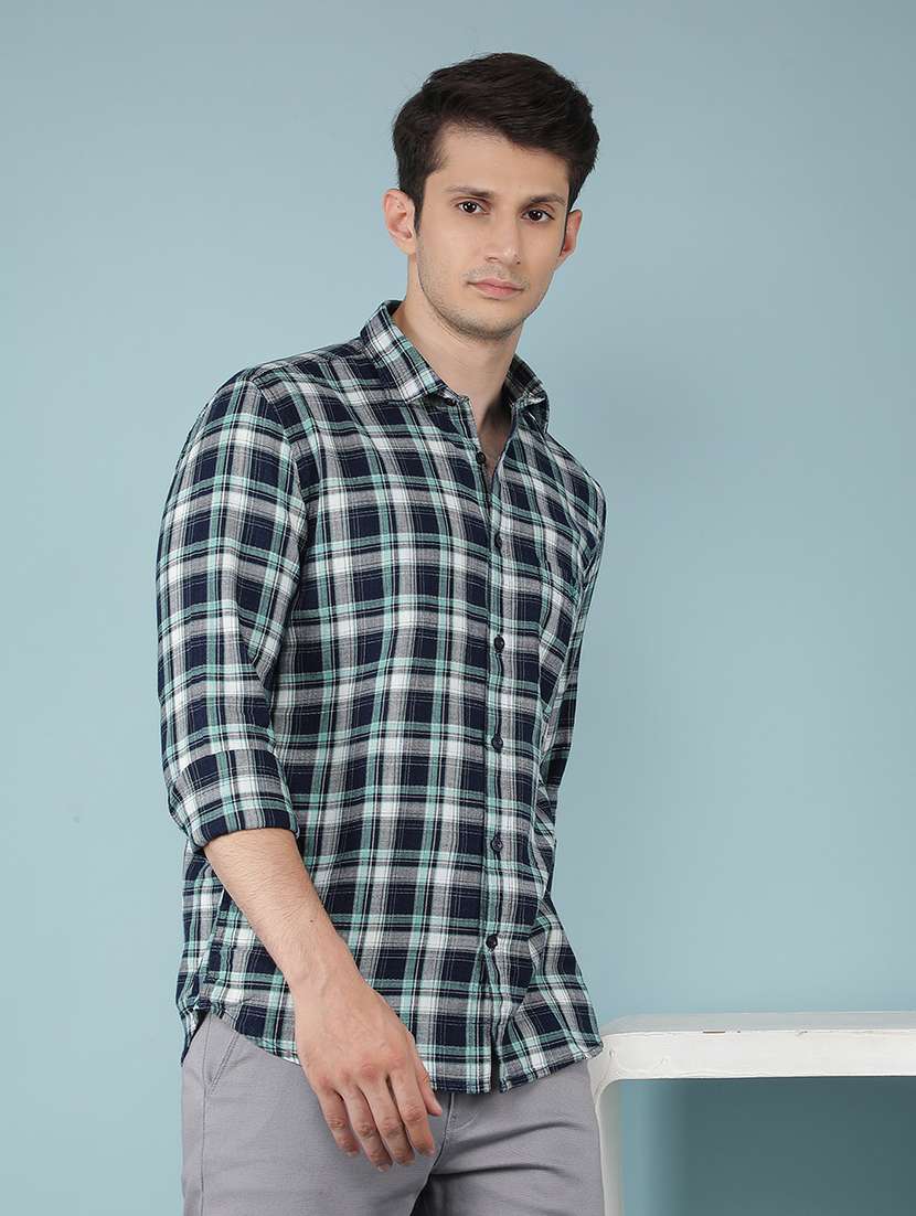 men checkered cotton casual shirt
