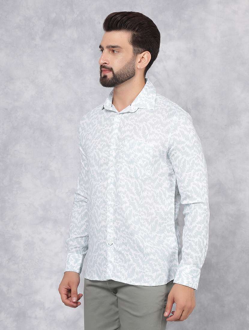 men printed long sleeve casual shirt