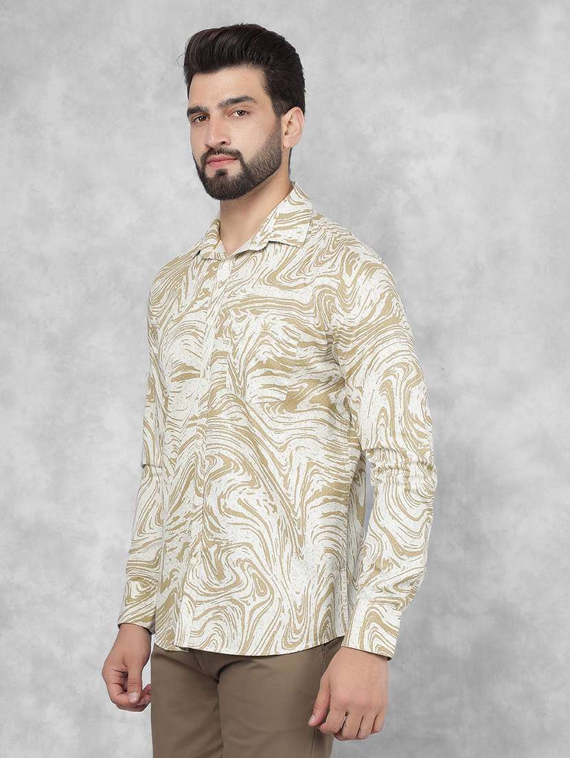 men long sleeve printed casual shirt