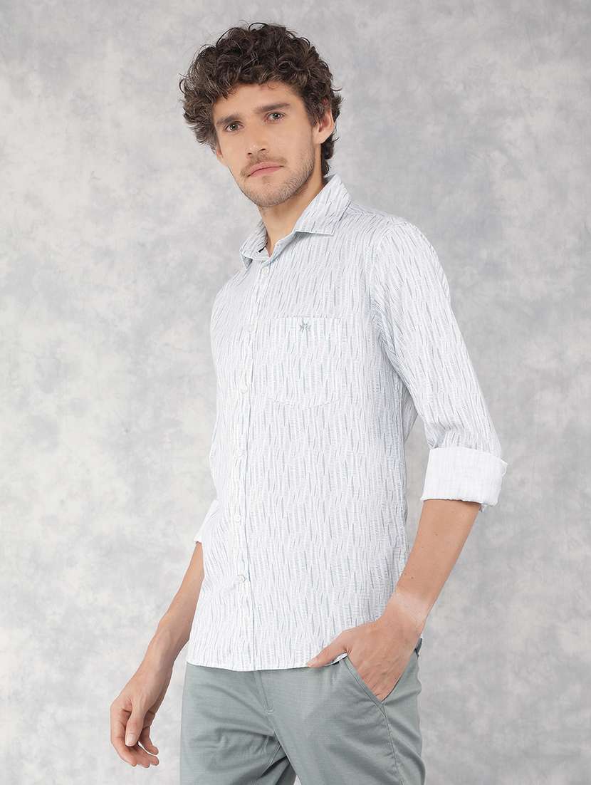 men long sleeve printed casual shirt