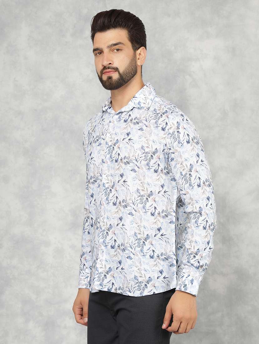 men long sleeve printed casual shirt