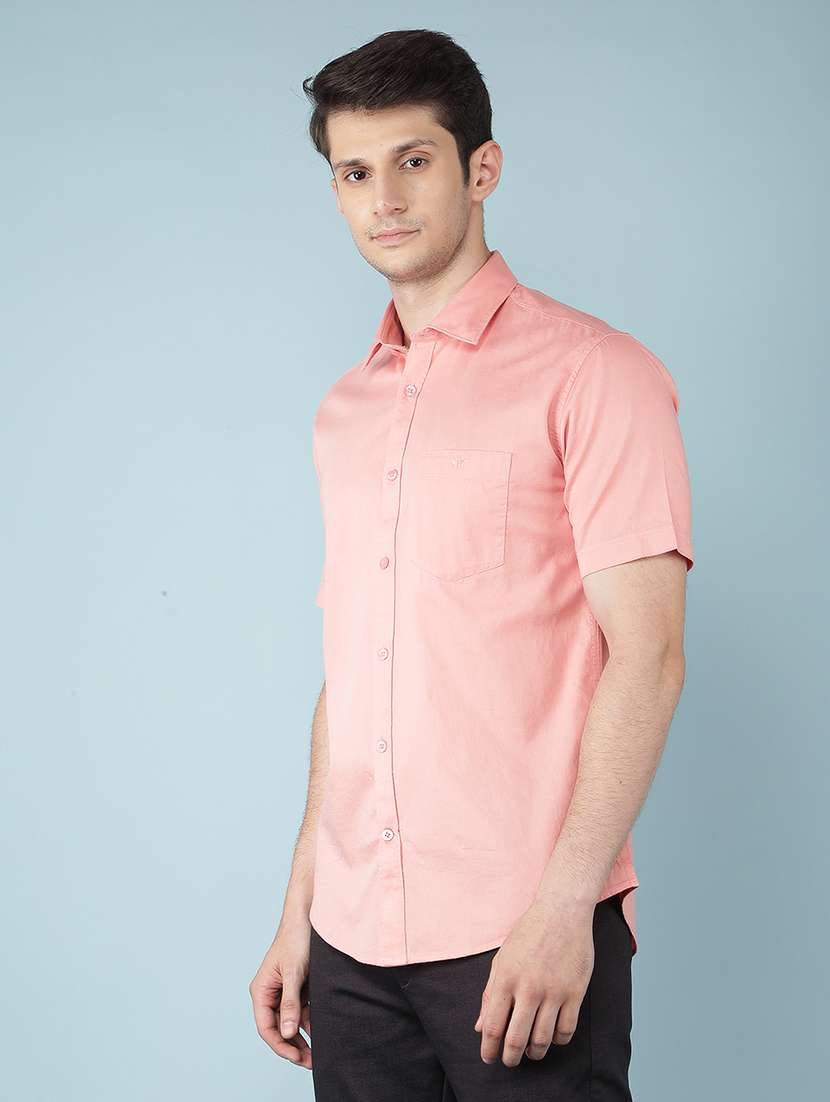 men short sleeve solid casual shirt