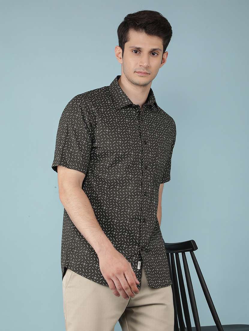 men short sleeve printed casual shirt