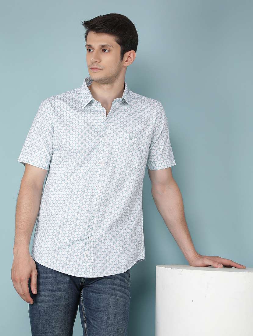 men printed short sleeve casual shirt
