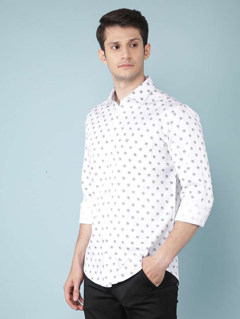 men long sleeve printed casual shirt