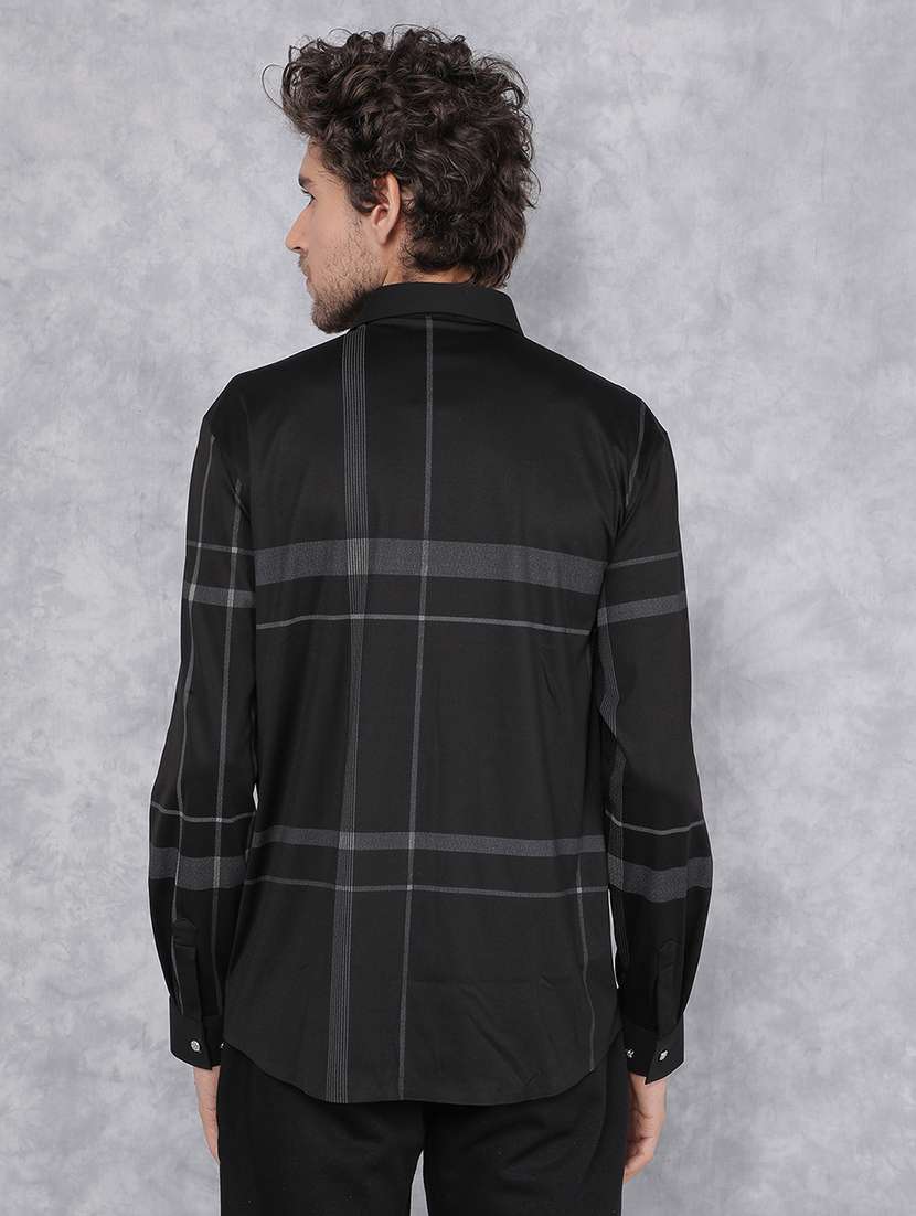 men long sleeve checkered casual shirt - 21495923 -  Standard Image - 3