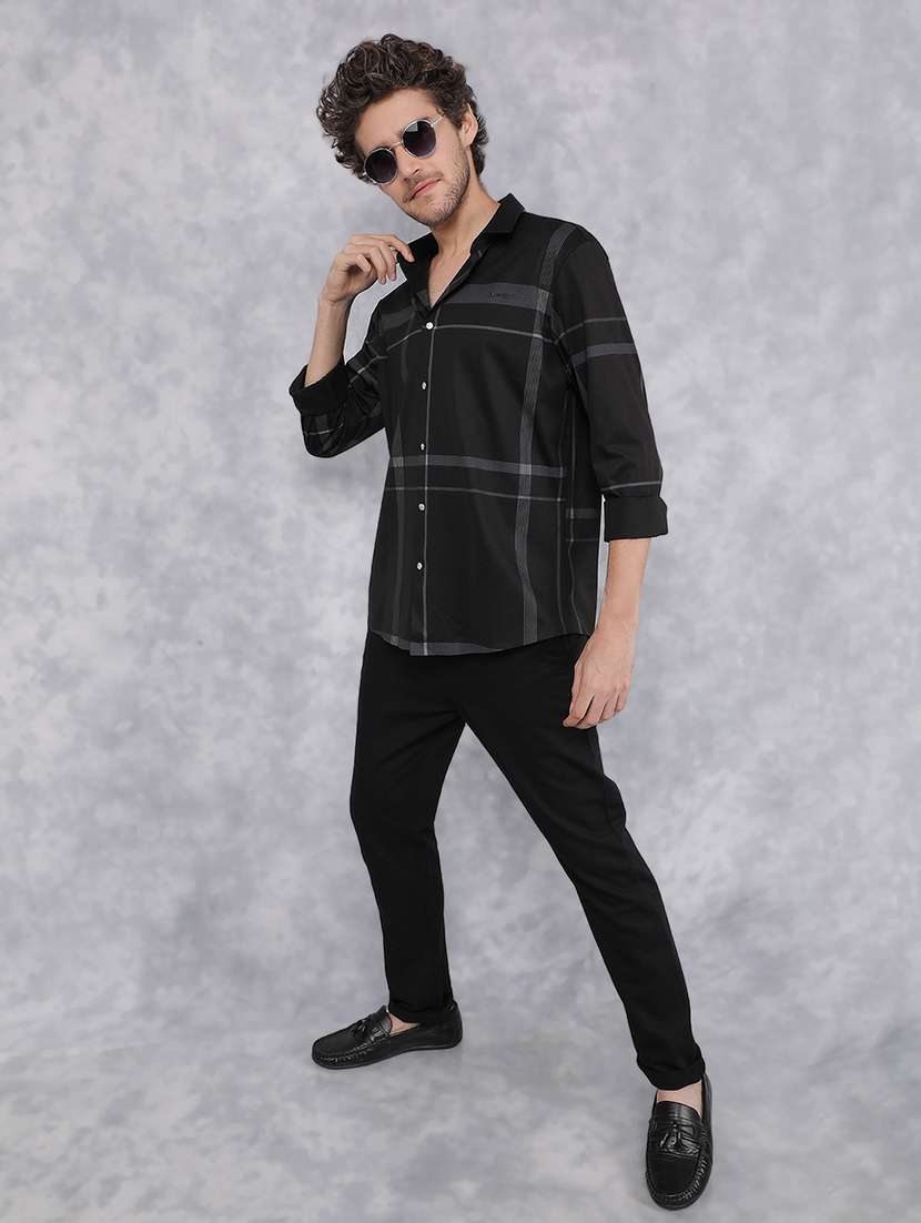 men long sleeve checkered casual shirt - 21495923 -  Standard Image - 5