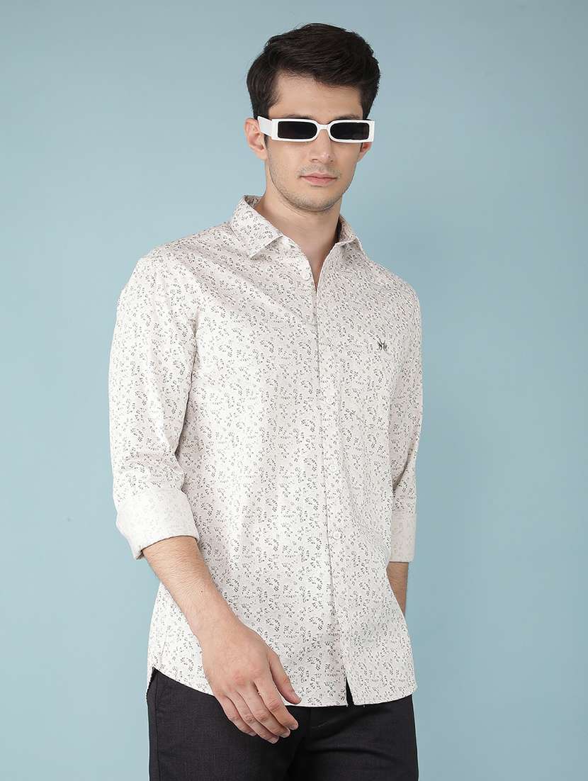 men long sleeve printed casual shirt
