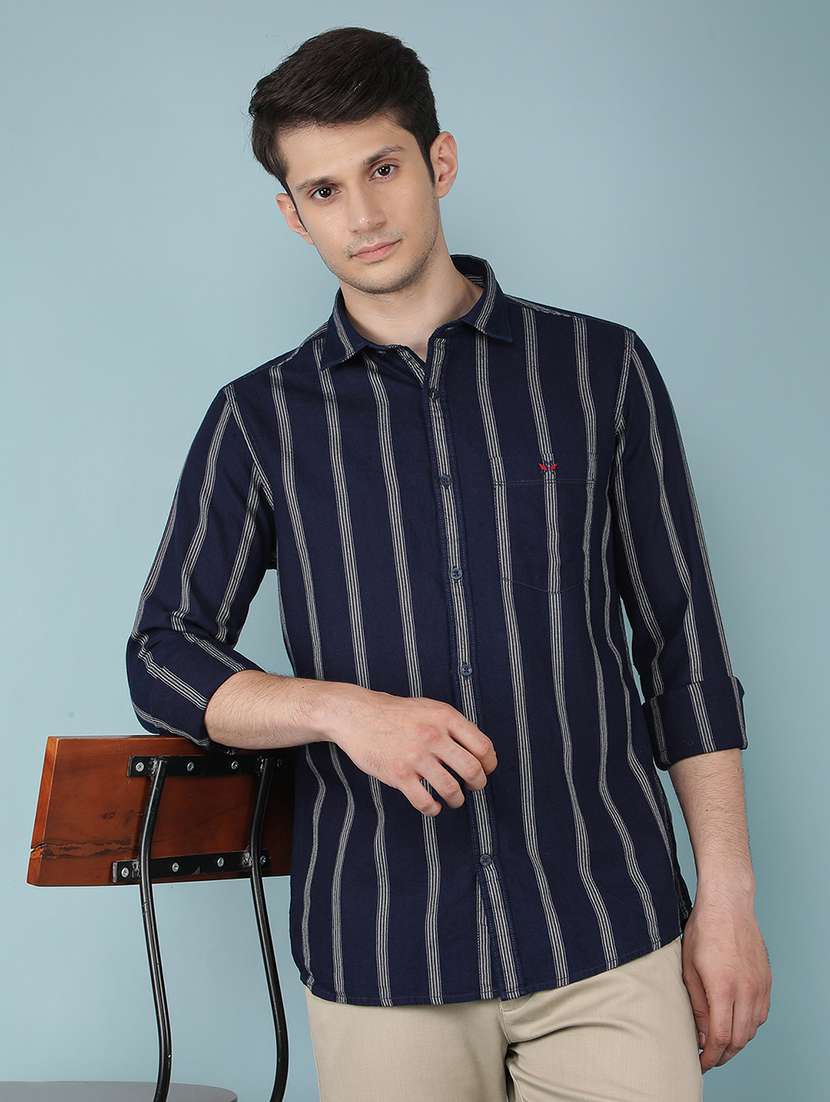 men long sleeve striped casual shirt