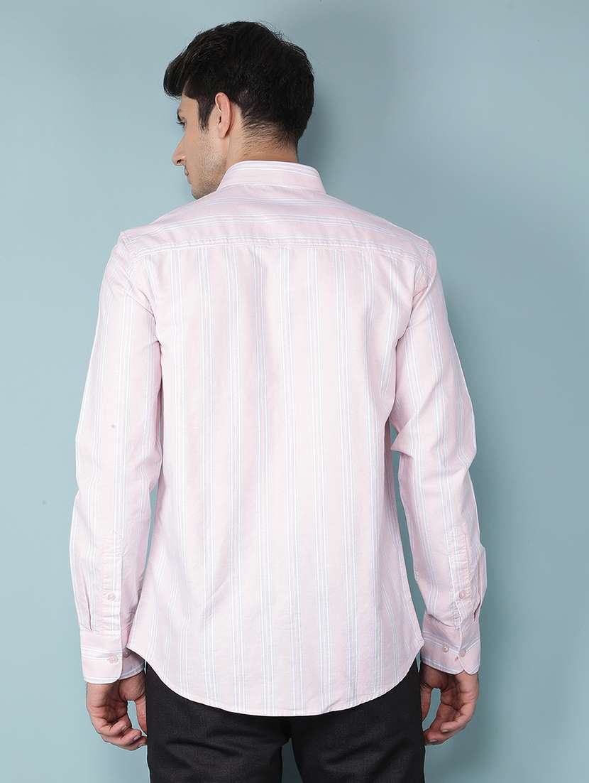 men stripe long sleeve casual shirt - 21495935 -  Standard Image - 3