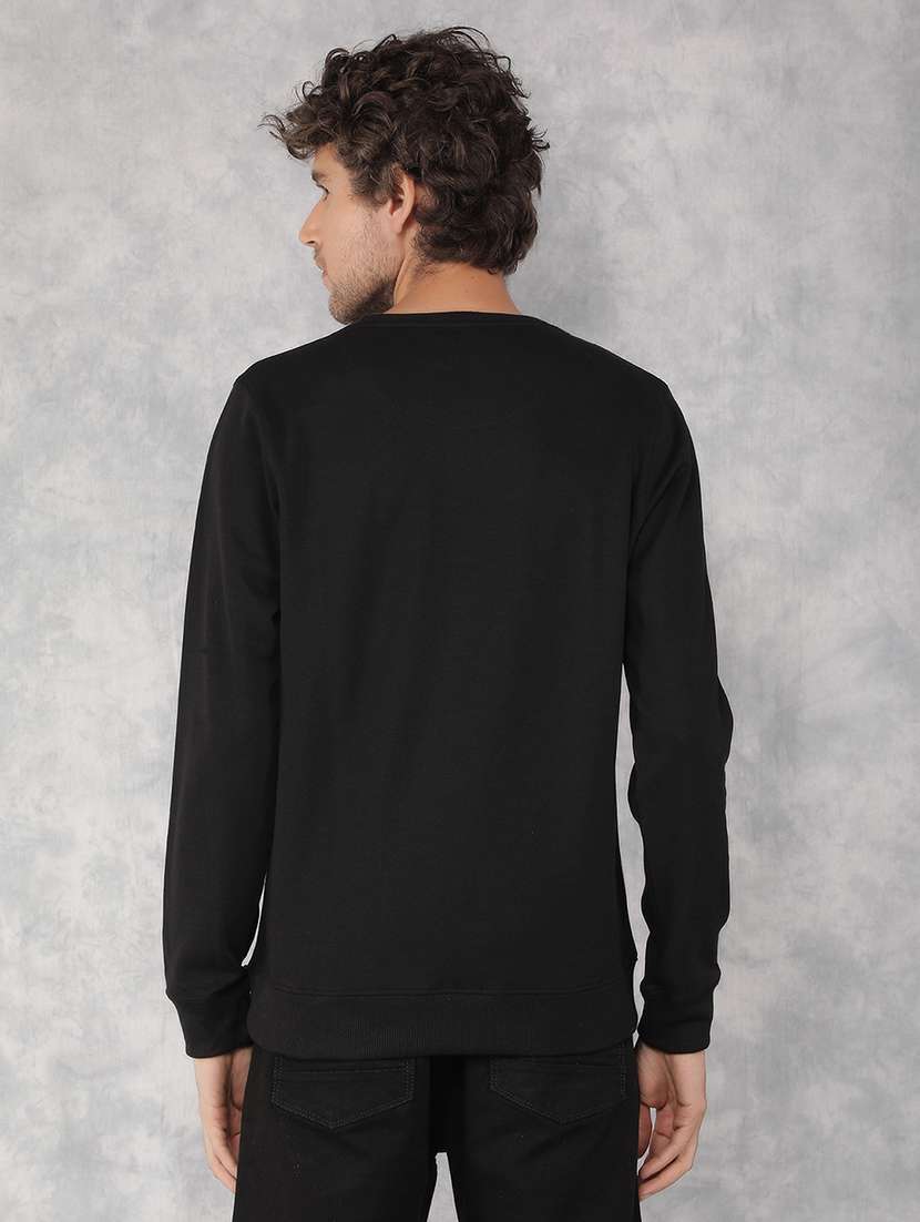 Men Black Cotton Blend Color Block Sweatshirt - 21495940 -  Standard Image - 3