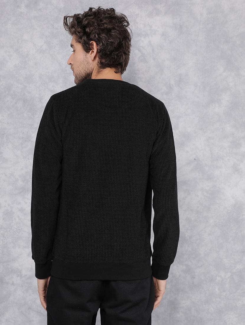 men black polyester chest print sweatshirt - 21495942 - Standard Image - 3