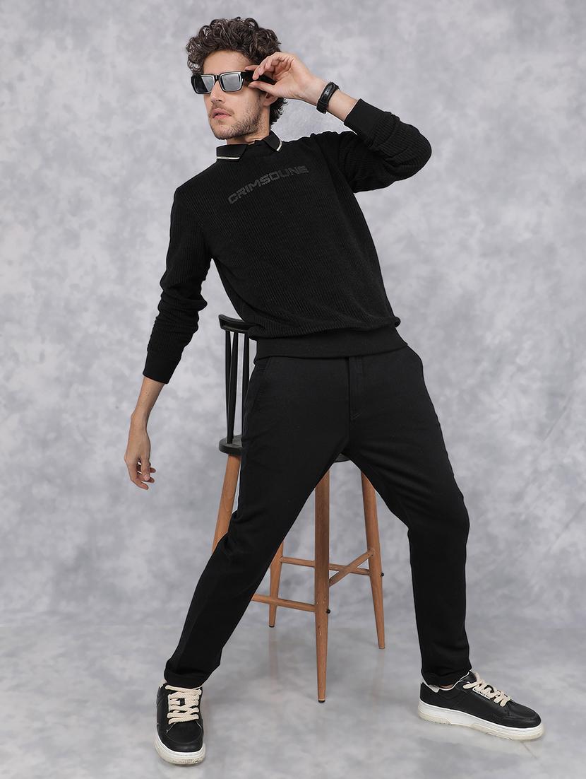 men black polyester chest print sweatshirt - 21495942 - Standard Image - 5
