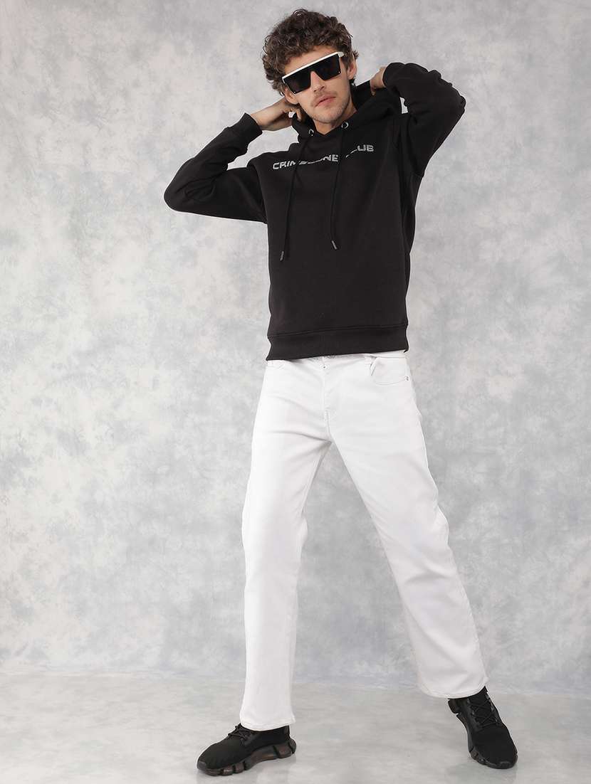 men black cotton blend chest print sweatshirt - 21495951 - Standard Image - 5