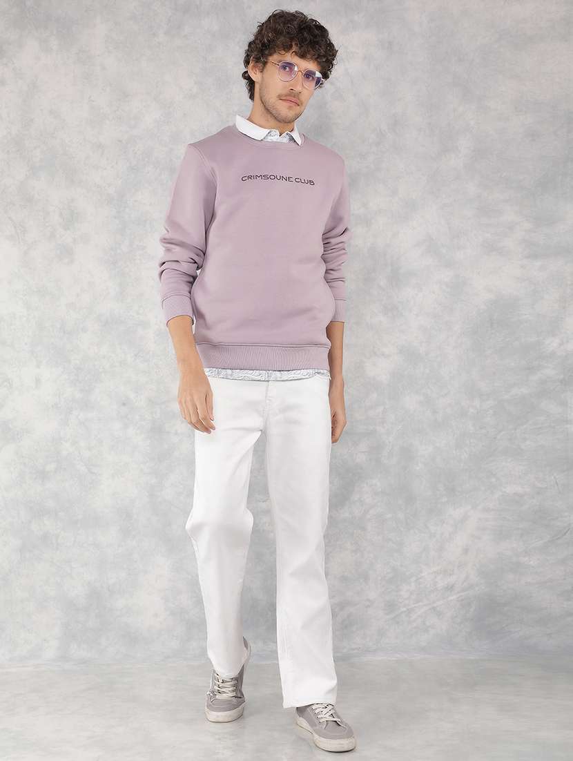 men purple cotton blend chest print sweatshirt - 21495956 -  Standard Image - 5