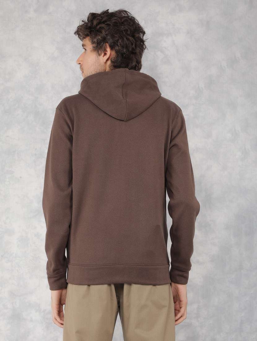 men solid brown polyester hooded sweatshirt - 21495961 -  Standard Image - 3