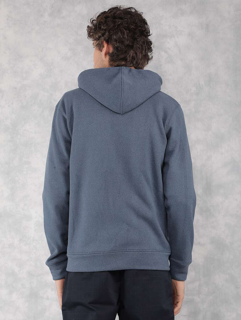 men solid blue polyester hooded sweatshirt - 21495962 -  Standard Image - 3