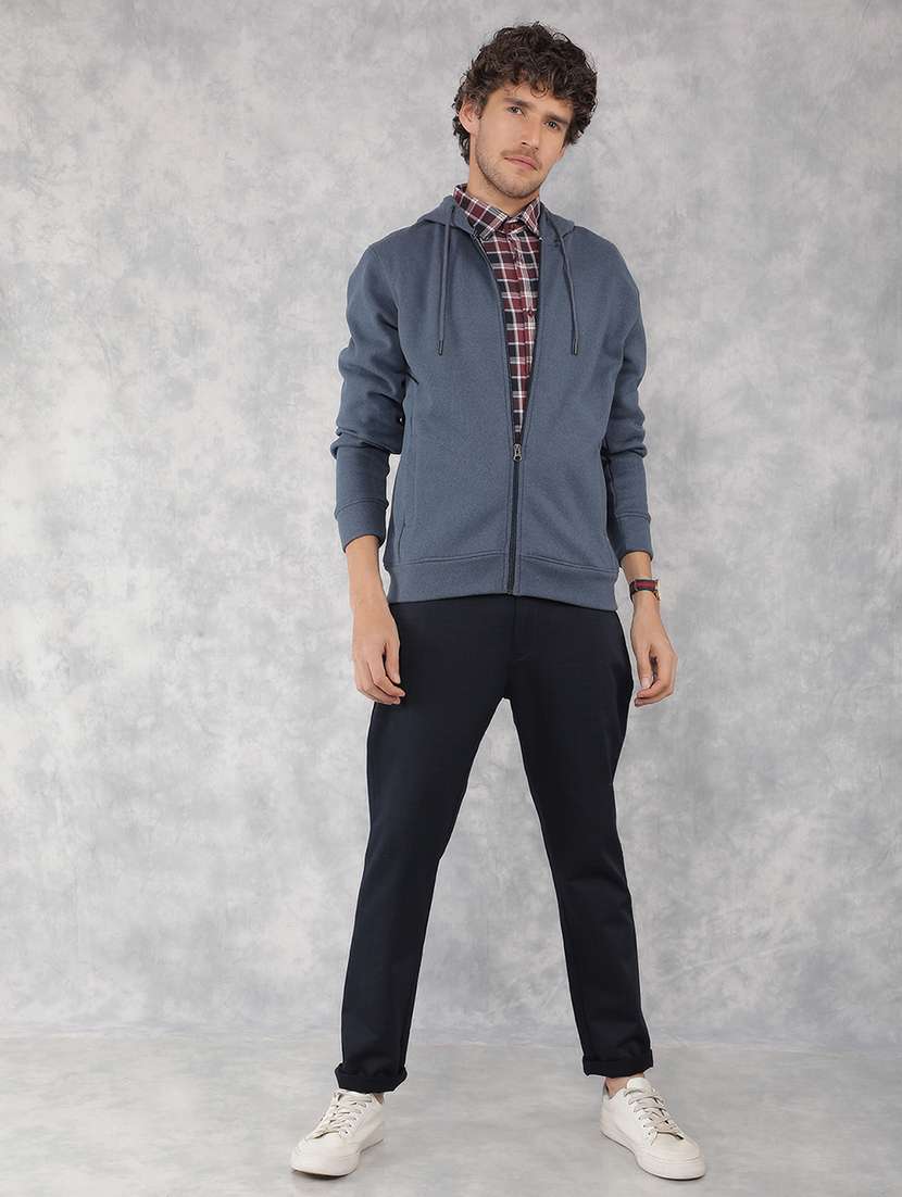 men solid blue polyester hooded sweatshirt - 21495962 -  Standard Image - 5