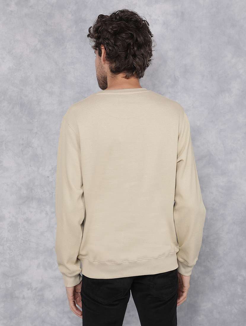 men beige polycotton chest print sweatshirt - 21495967 -  Standard Image - 3