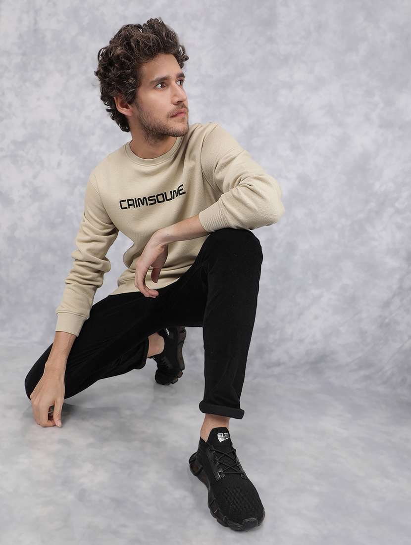 men beige polycotton chest print sweatshirt - 21495967 -  Standard Image - 5