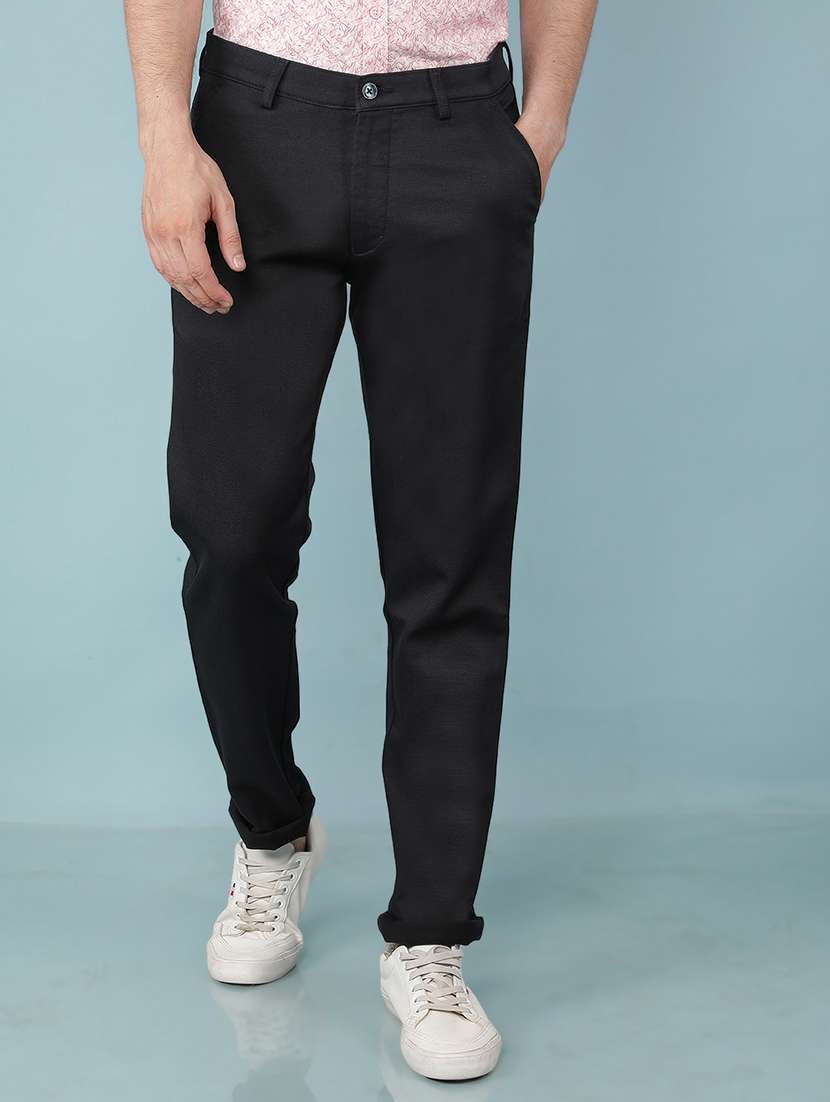 men mid rise solid chino trouser