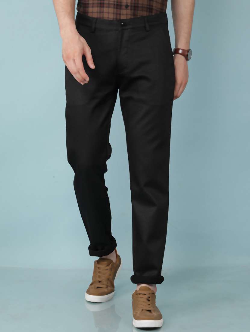 men mid rise solid chino trouser