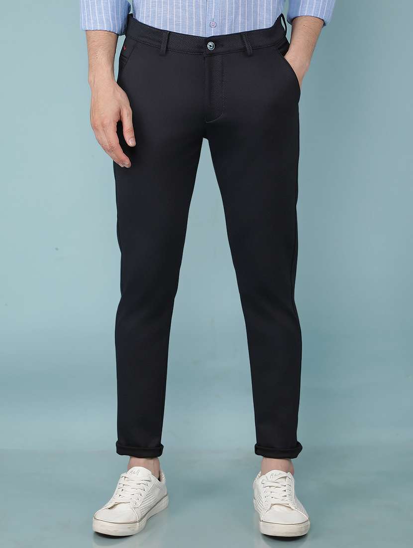 men mid rise solid chino trouser