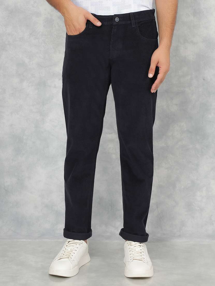 men mid rise solid corduroy trouser