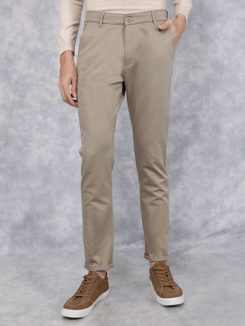 men mid rise solid chinos trouser - 21496005 -  Zoom Image - 0