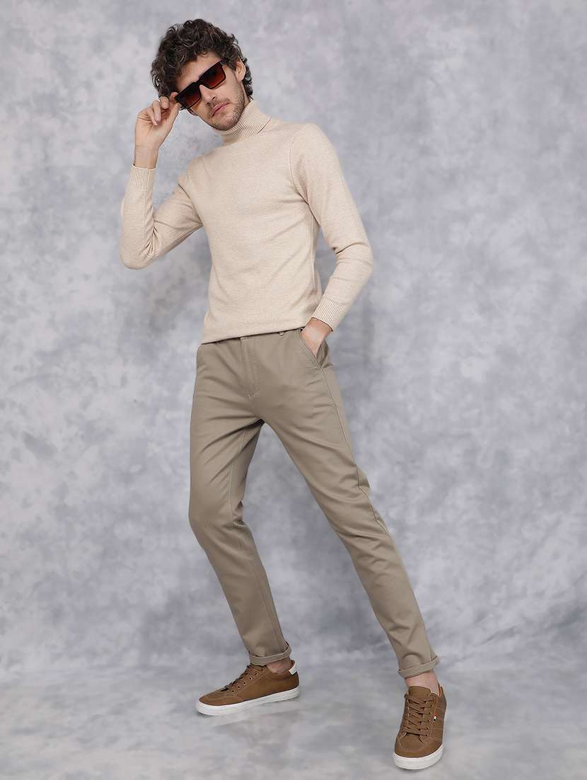 men mid rise solid chinos trouser - 21496005 - Standard Image - 5
