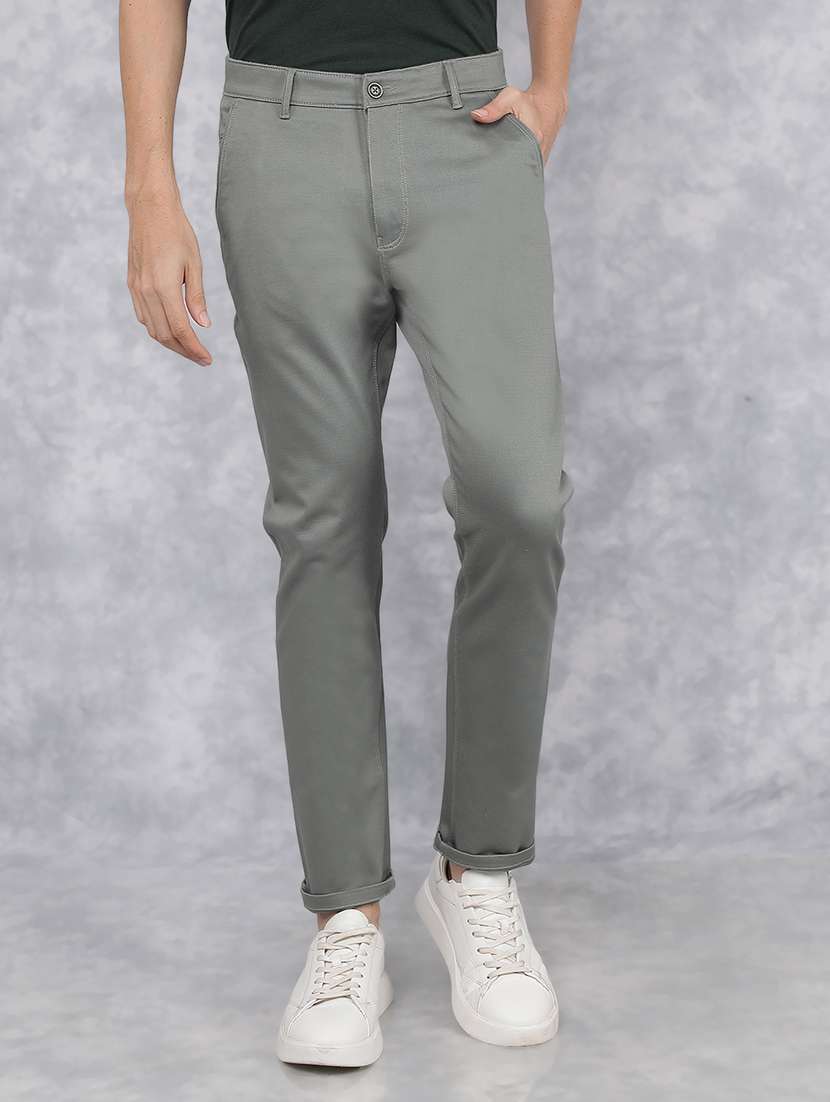 men mid rise solid chino trouser