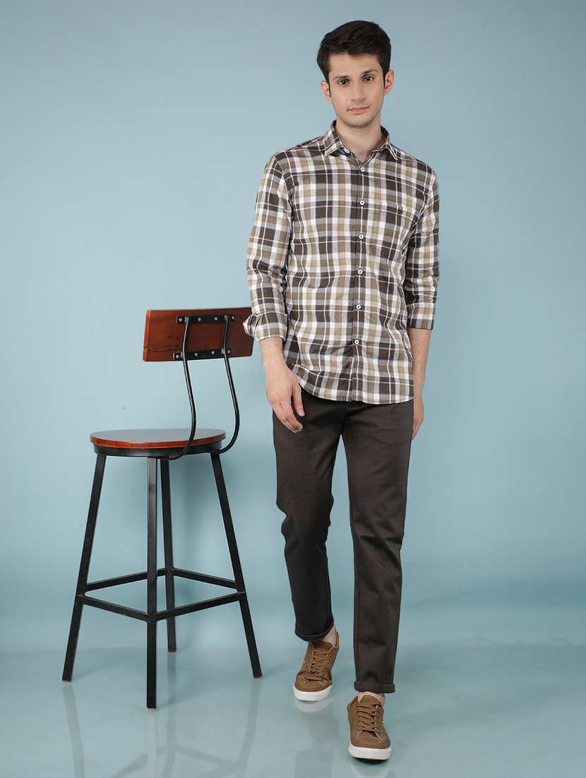 men mid rise checkered chino trouser - 21496013 -  Standard Image - 5