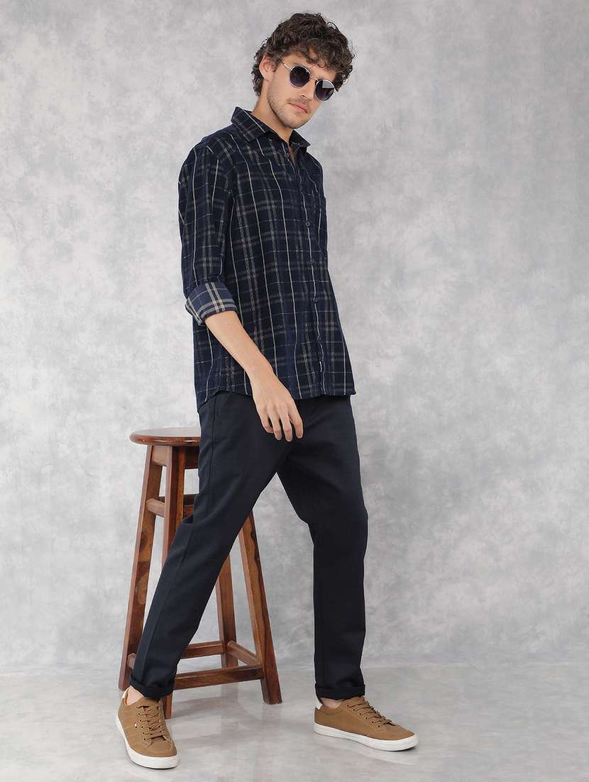 men mid rise checkered chino trouser - 21496014 -  Standard Image - 5