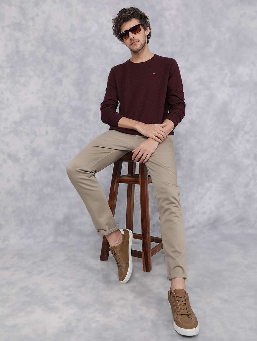 men long sleeved self design t-shirt - 21496044 -  Standard Image - 5