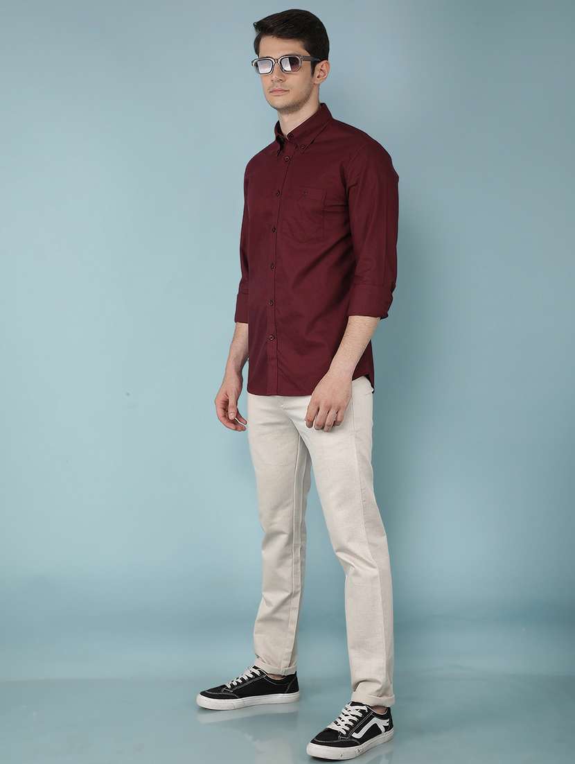 men long sleeve solid casual shirt - 21496076 -  Standard Image - 5