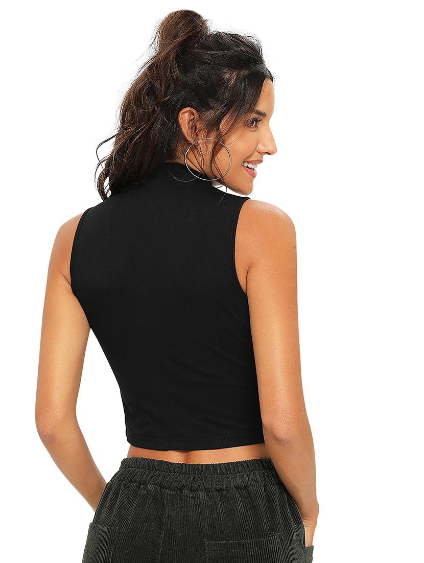 black color block crop top - 21496122 - Standard Image - 3