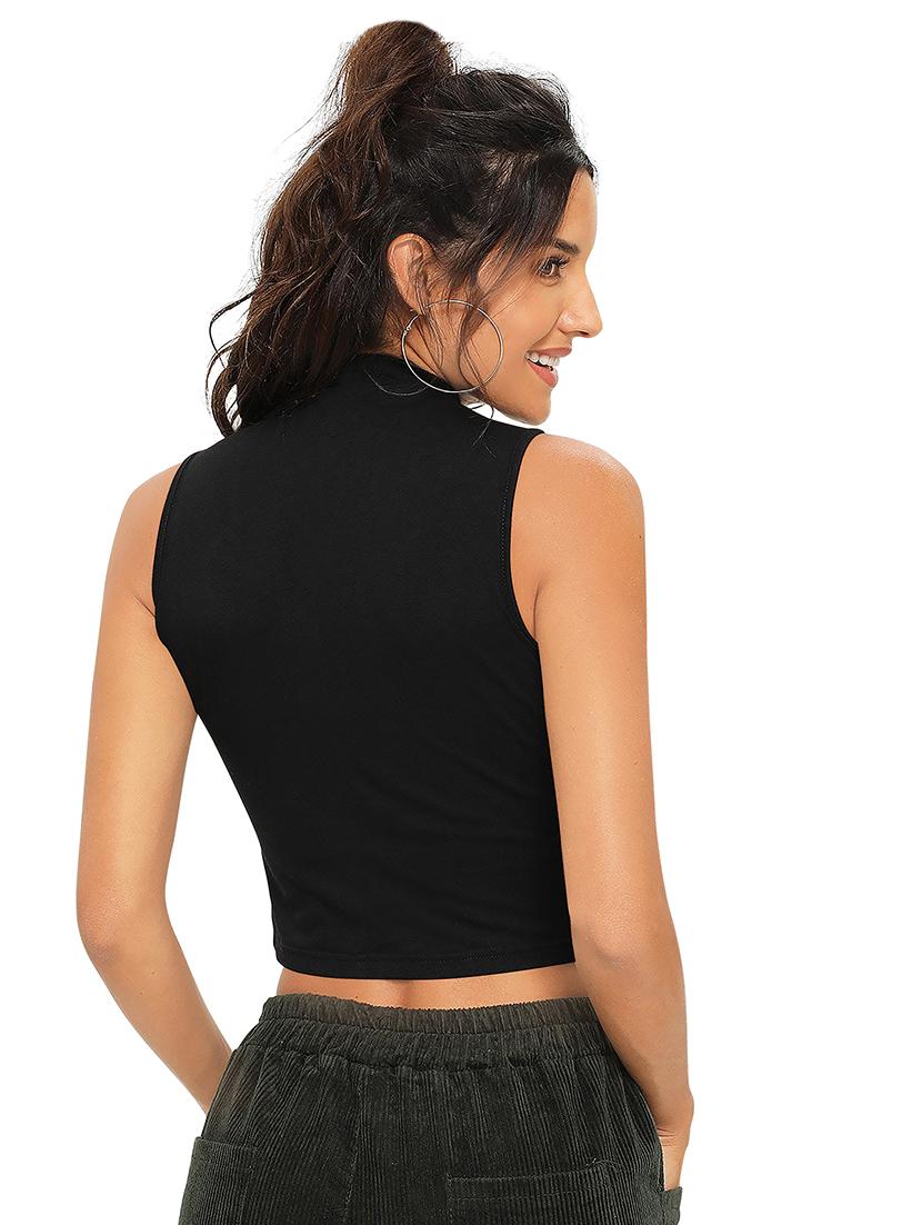 women solid sleeveless crop top - 21496161 - Standard Image - 3