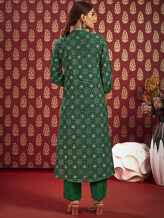 women three quarter sleeve a-line kurta - 21496387 -  Standard Image - 3