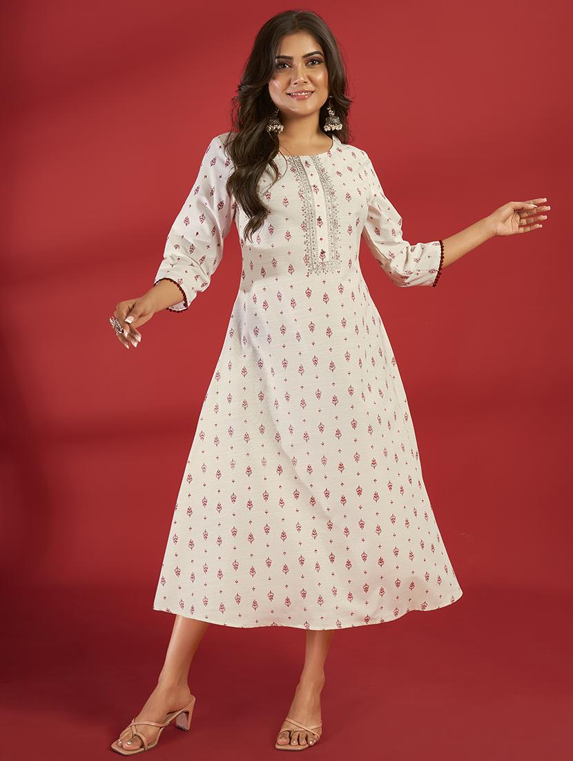 women three quarter sleeve a-line kurta - 21496398 - Zoom Image - 0