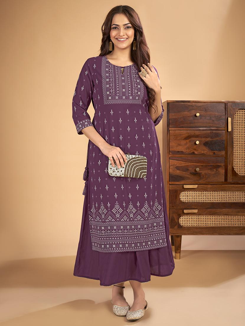 women three quarter sleeve a-line kurta - 21496409 - Zoom Image - 0
