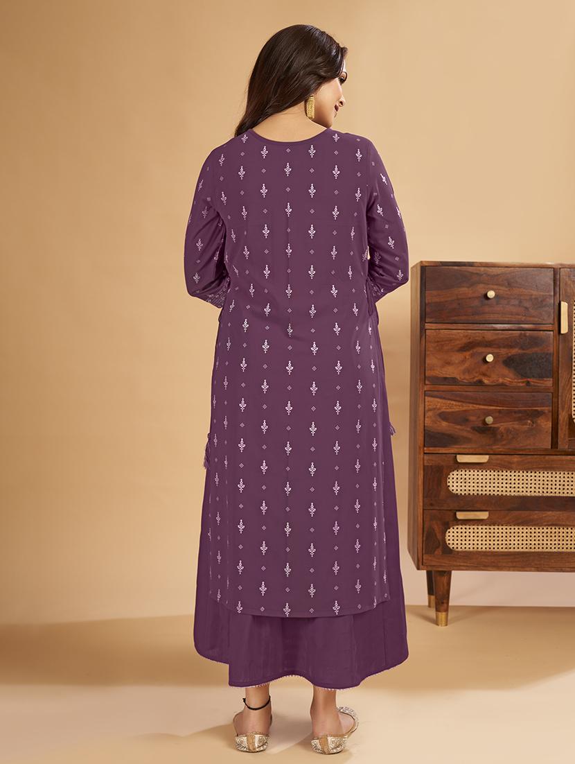women three quarter sleeve a-line kurta - 21496409 - Standard Image - 3