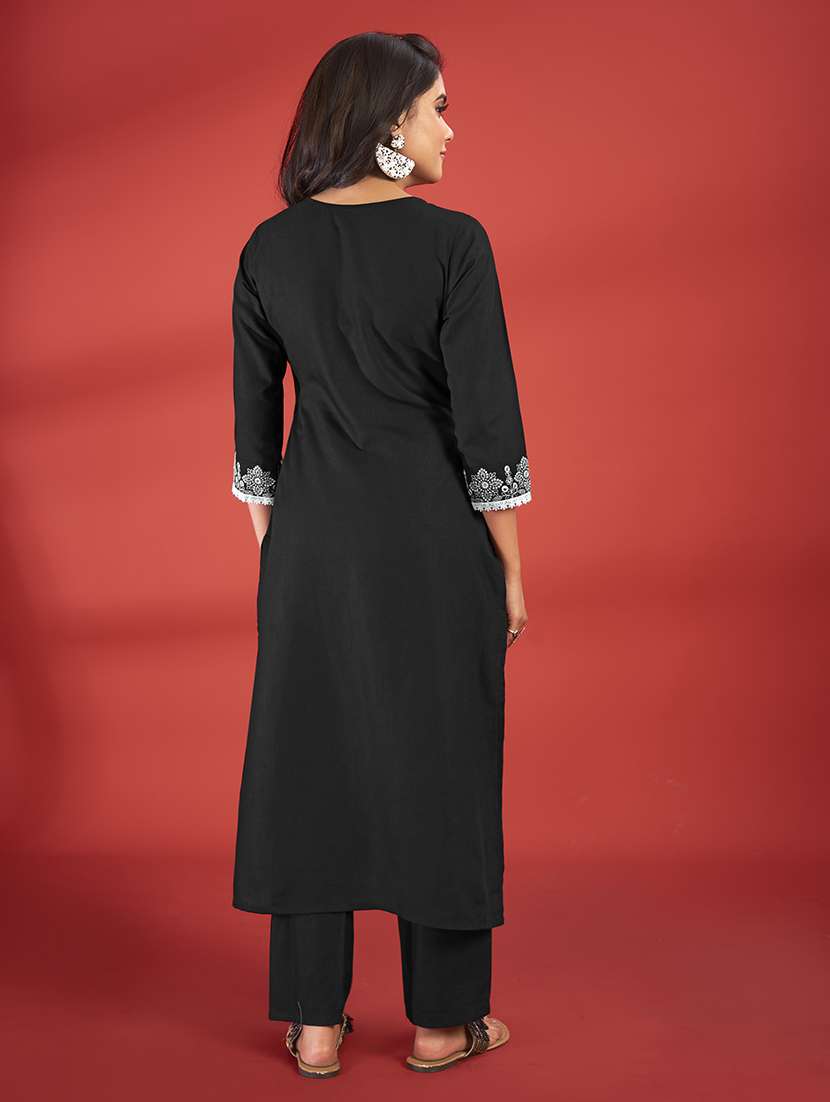 women black kurta pant set - 21496425 - Standard Image - 3
