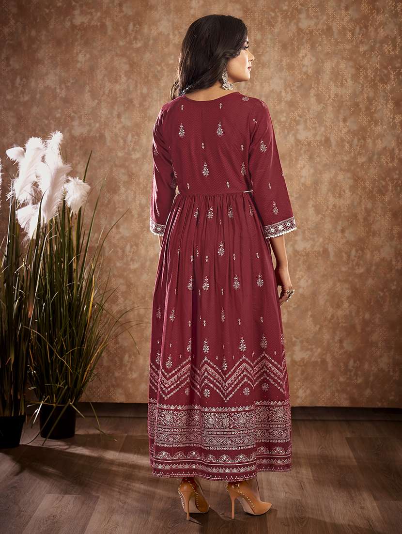 women printed a-line ethnic dress - 21496451 - Standard Image - 3