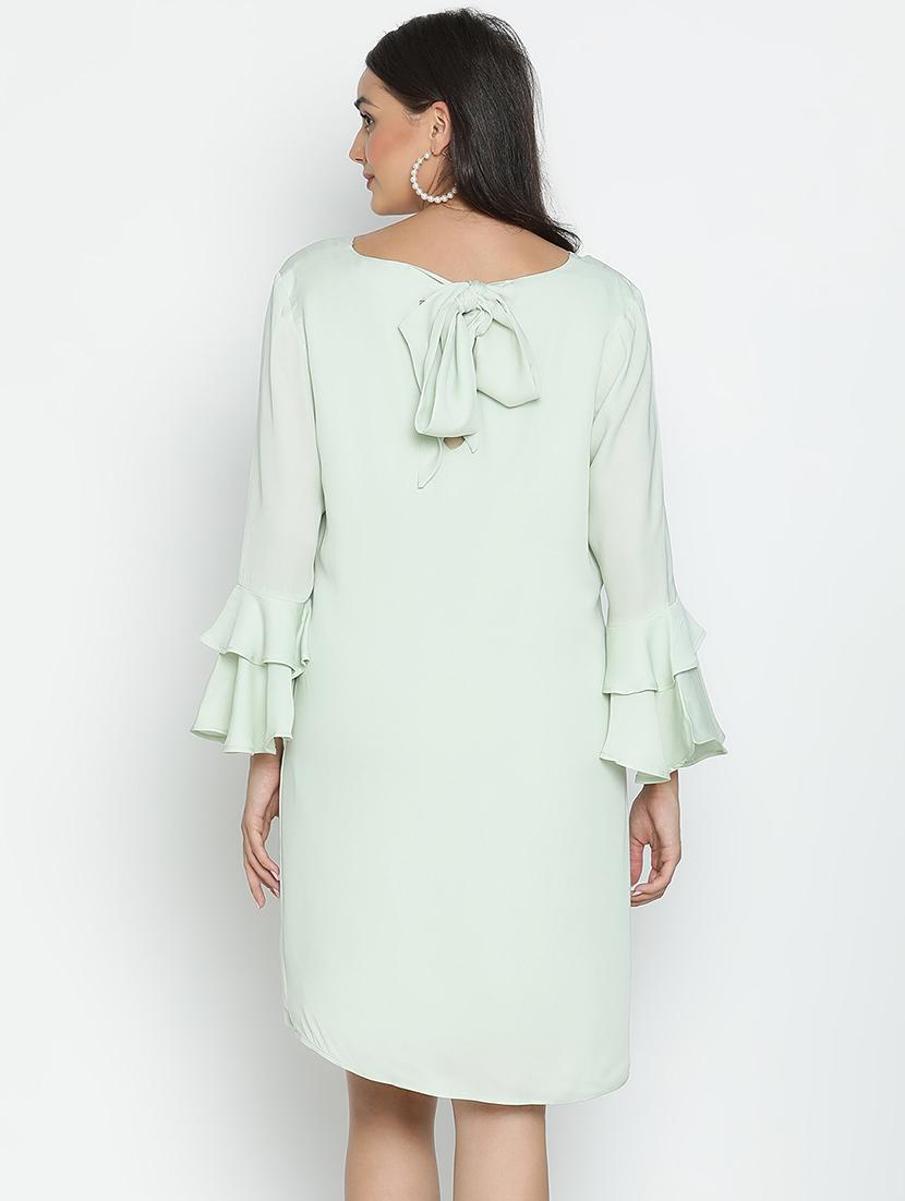 women sea green polyester a-line dress - 21496477 - Standard Image - 3