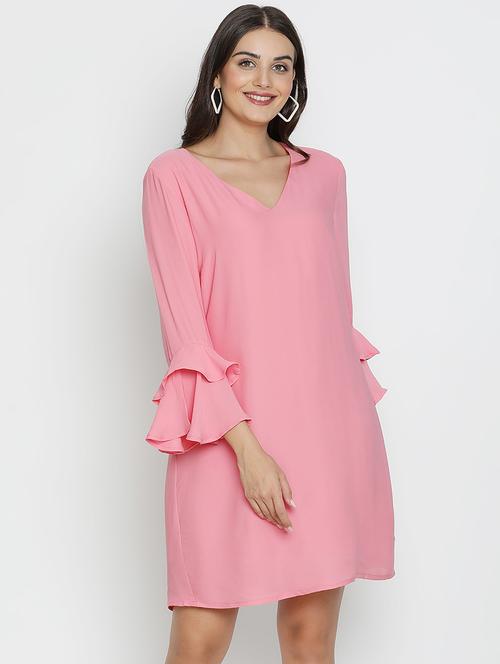 women pink polyester a-line dress - 21496484 -  Standard Image - 0