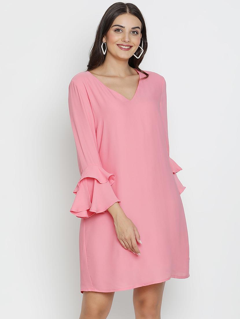 women pink polyester a-line dress - 21496484 -  Zoom Image - 0