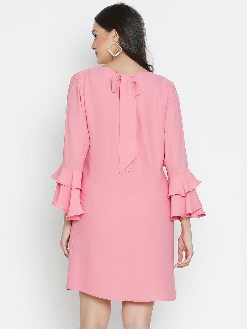 women pink polyester a-line dress - 21496484 - Standard Image - 3