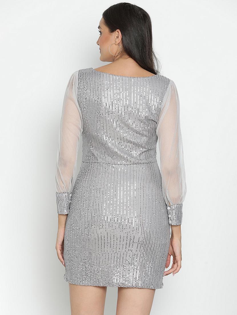 silver sequin mini bodycon dress - 21496491 - Standard Image - 3
