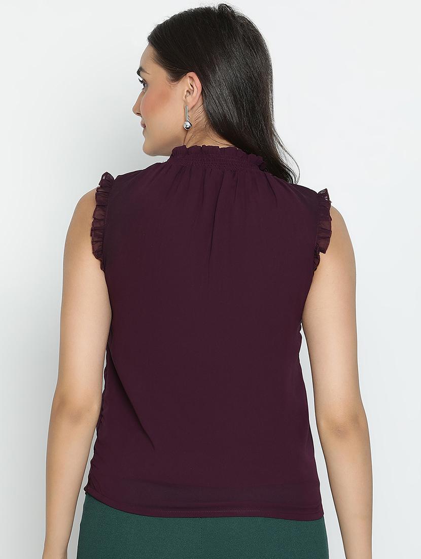 women purple polyester straight top - 21496502 - Standard Image - 3